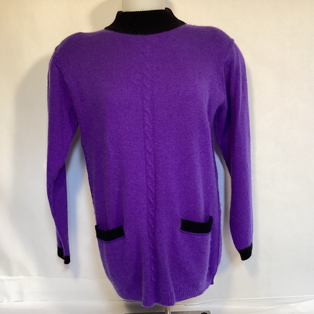 Saks Fifth Avenue Vintage Purple Womens Mock Turtleneck Sweater size 10